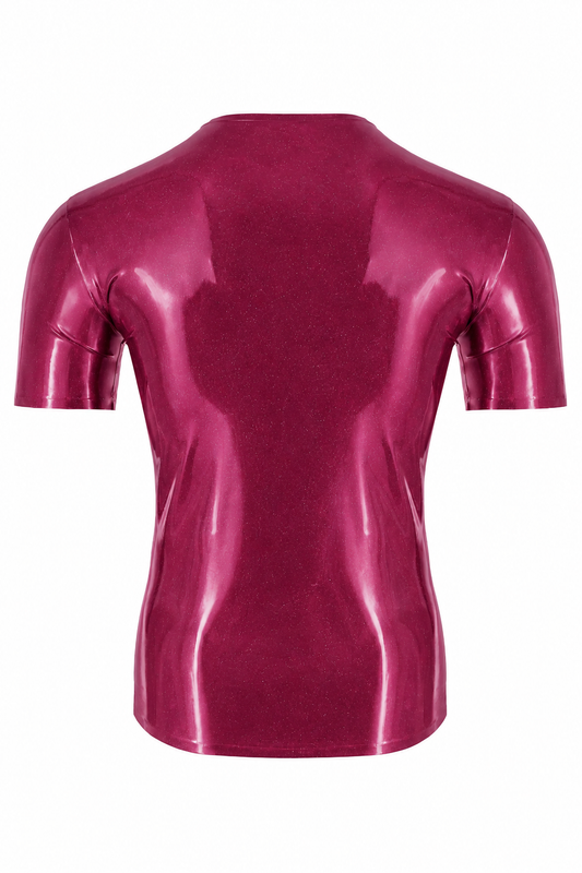 Dark Pink Metallic Latex T-Shirt