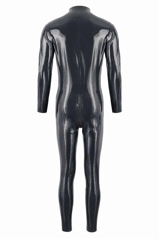Dark Silver Metallic Latex Catsuit