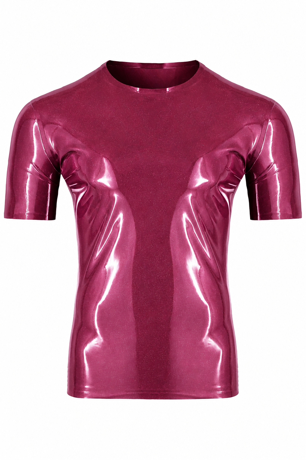 Dark Pink Metallic Latex T-Shirt
