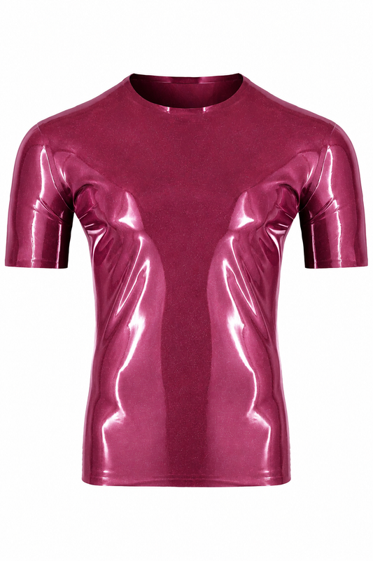 Dark Pink Metallic Latex T-Shirt