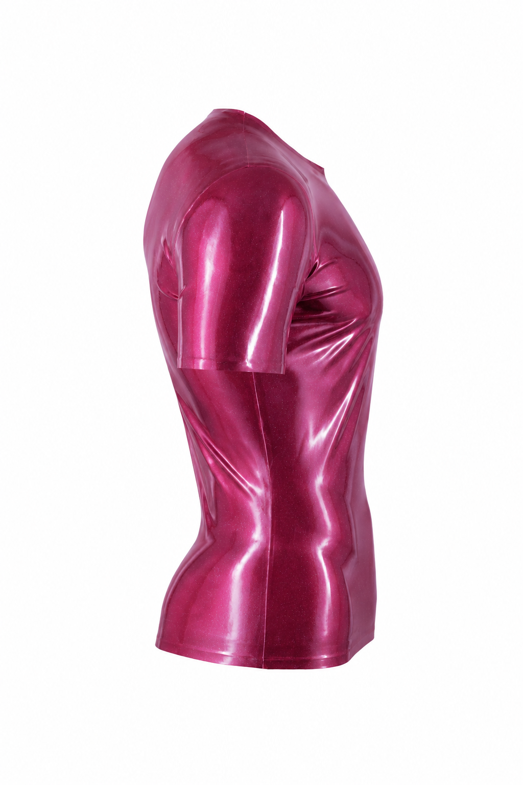 Dark Pink Metallic Latex T-Shirt
