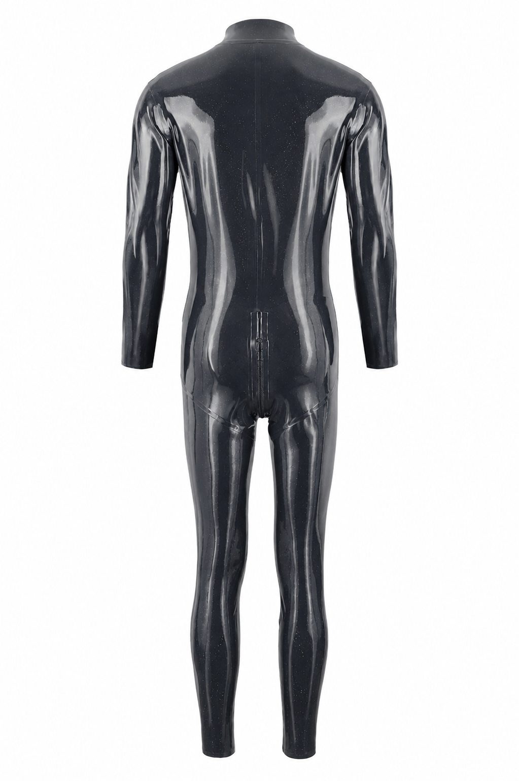 Dark Silver Metallic Latex Catsuit