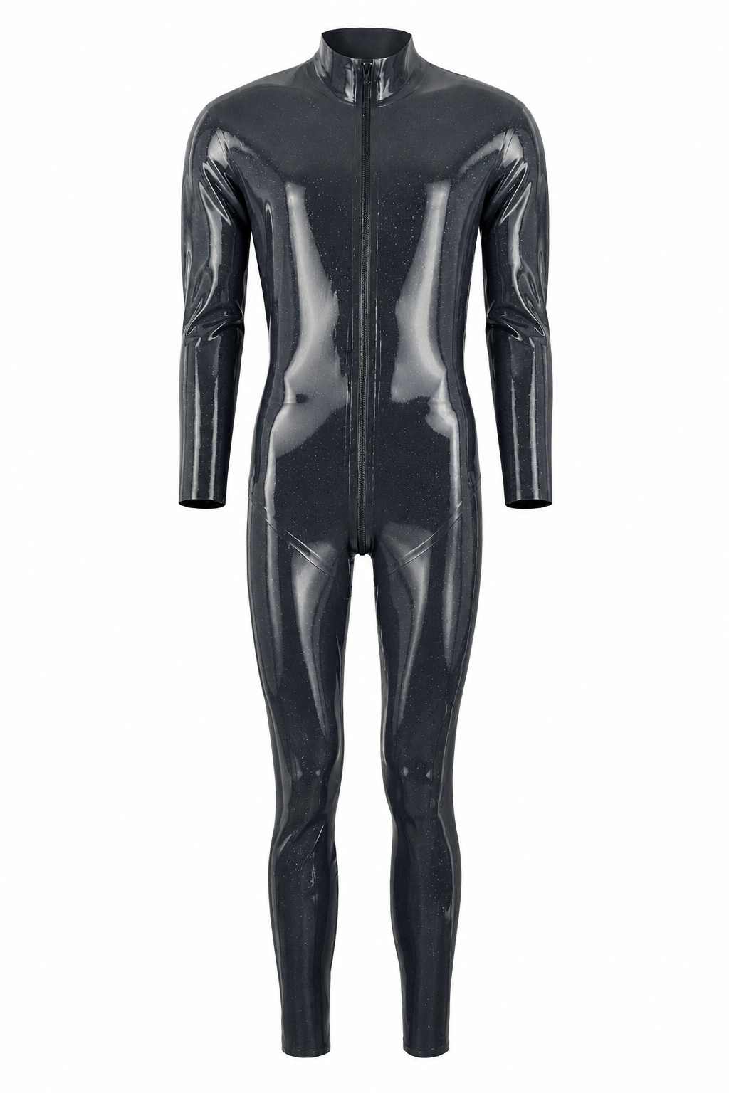 Dark Silver Metallic Latex Catsuit
