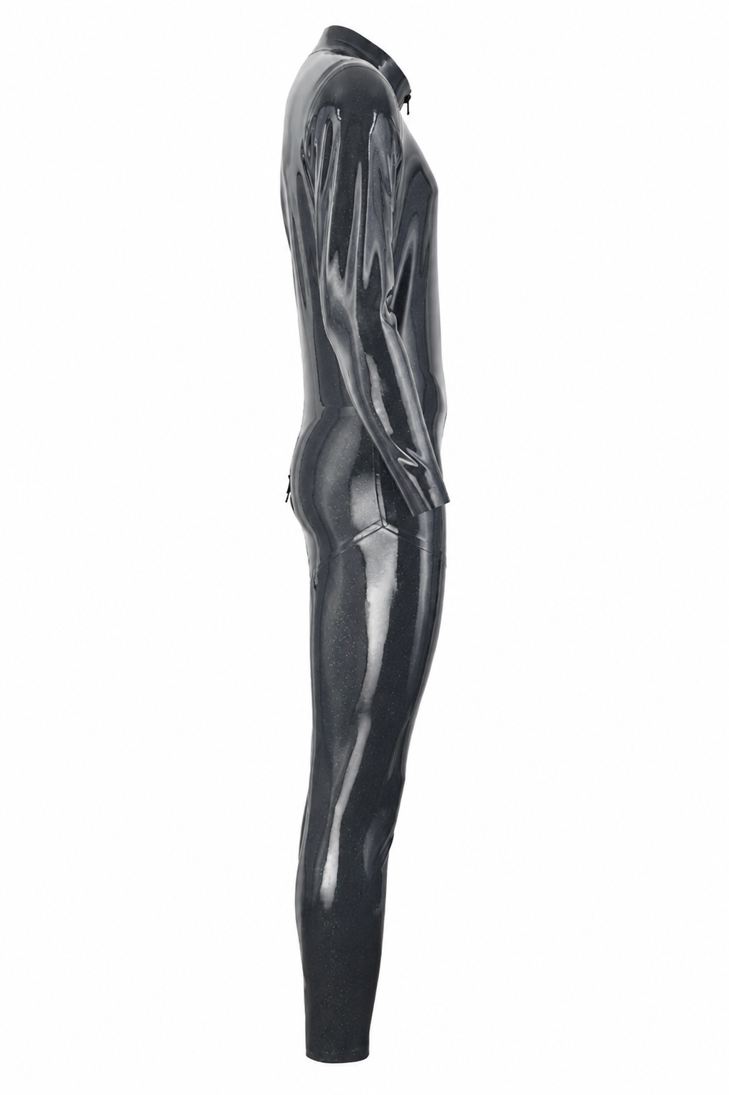 Dark Silver Metallic Latex Catsuit