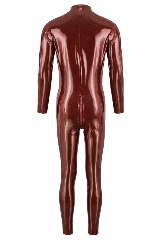 Burgundy Metallic Latex Catsuit