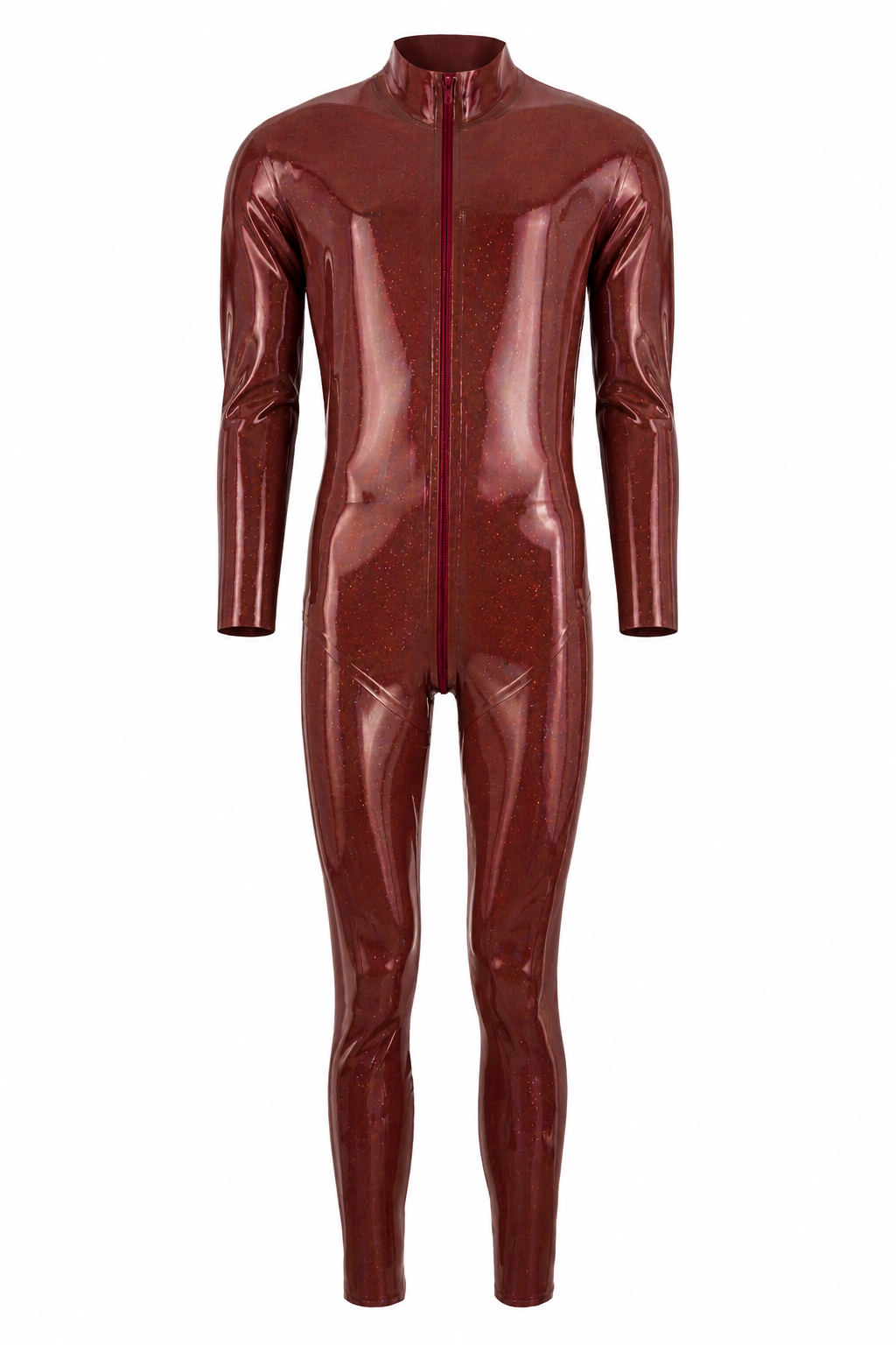 Burgundy Metallic Latex Catsuit