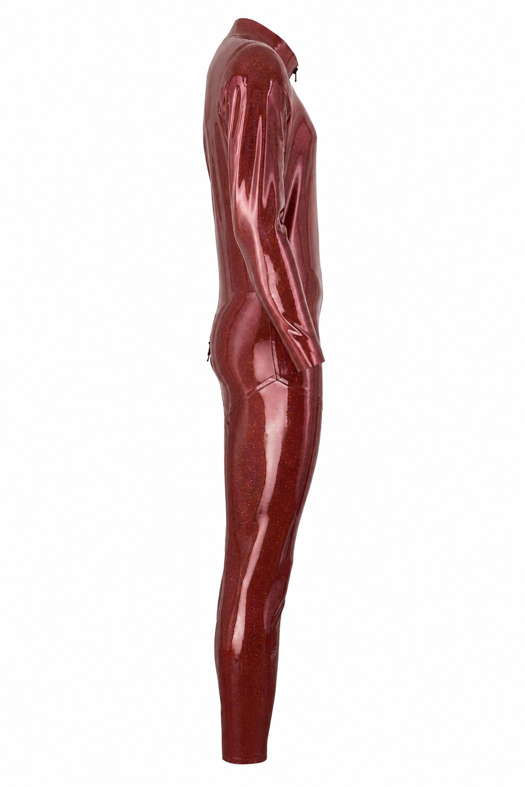 Burgundy Metallic Latex Catsuit