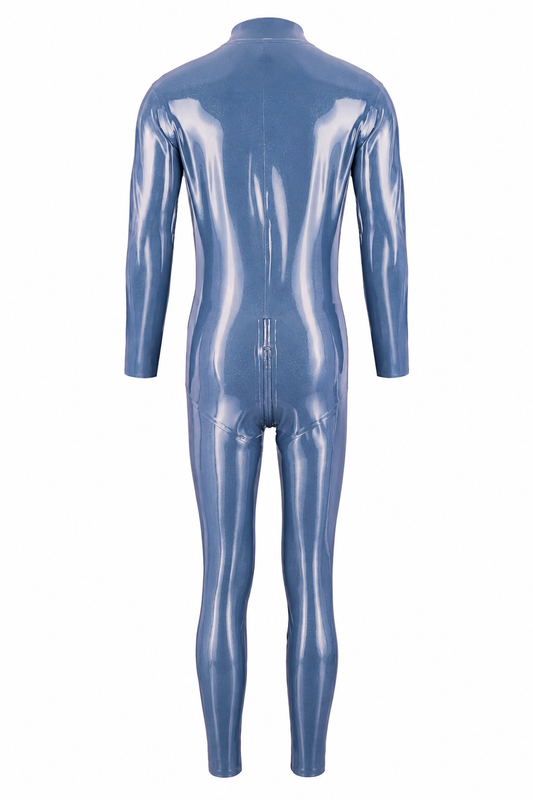 Light Blue Metallic Latex Catsuit