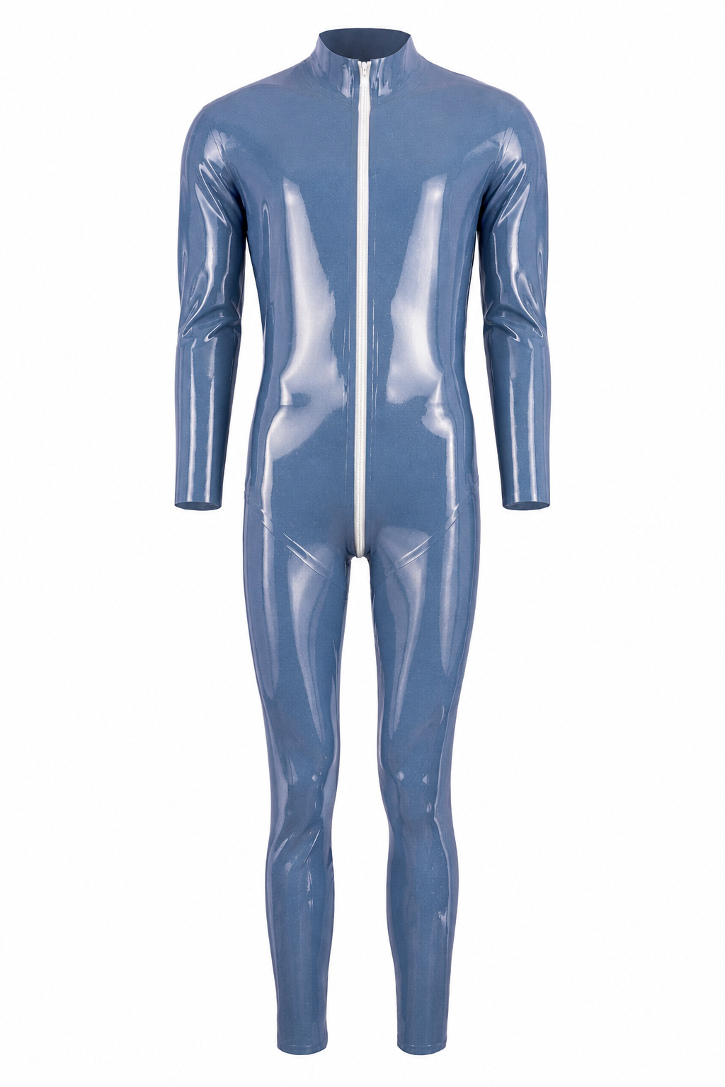 Light Blue Metallic Latex Catsuit