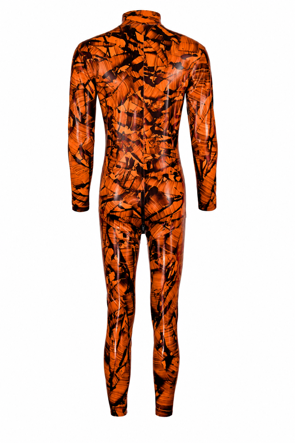 Obsidian Orange Latex Catsuit