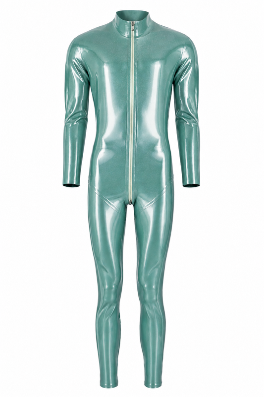 Sea Green Metallic Latex Catsuit