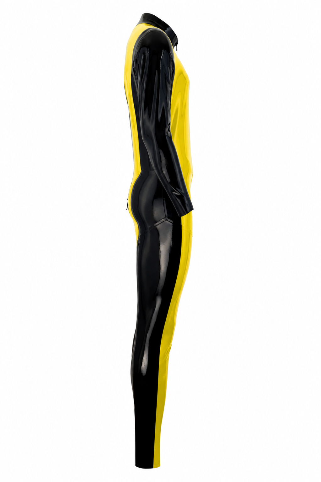 Yellow Strike Latex Catsuit